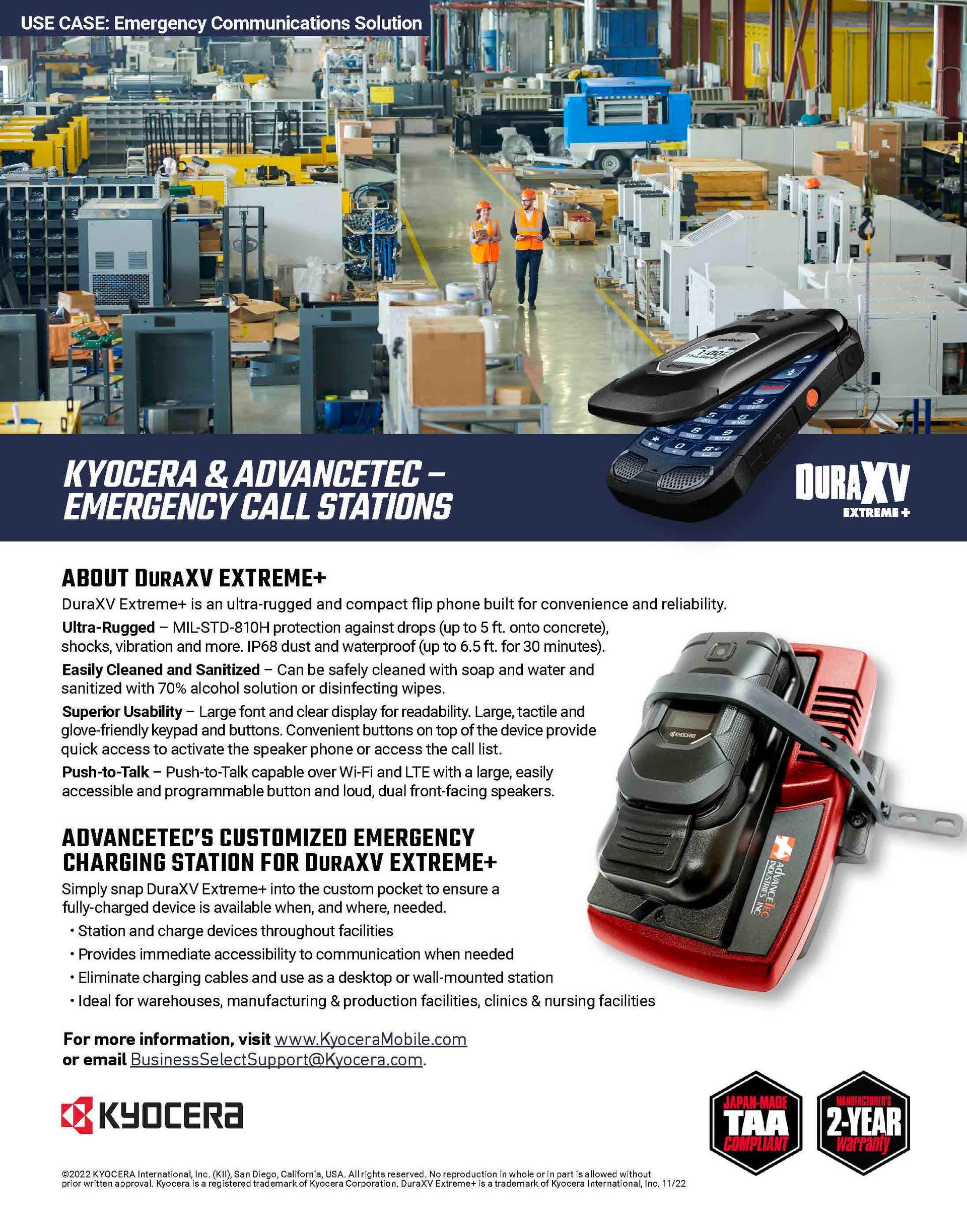 A brochure for kyocera and advanced emergency call stations