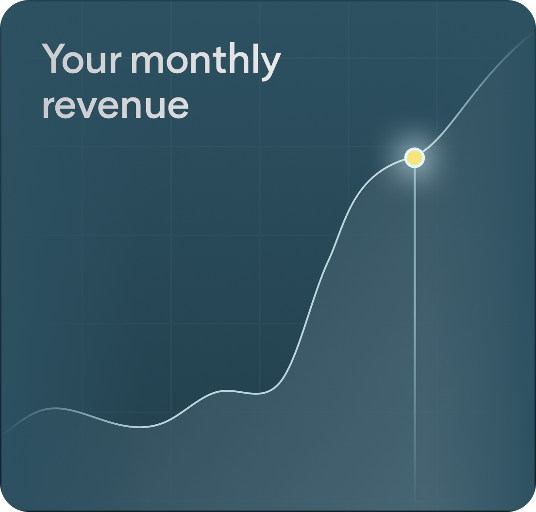 A graph with the words your monthly revenue on it