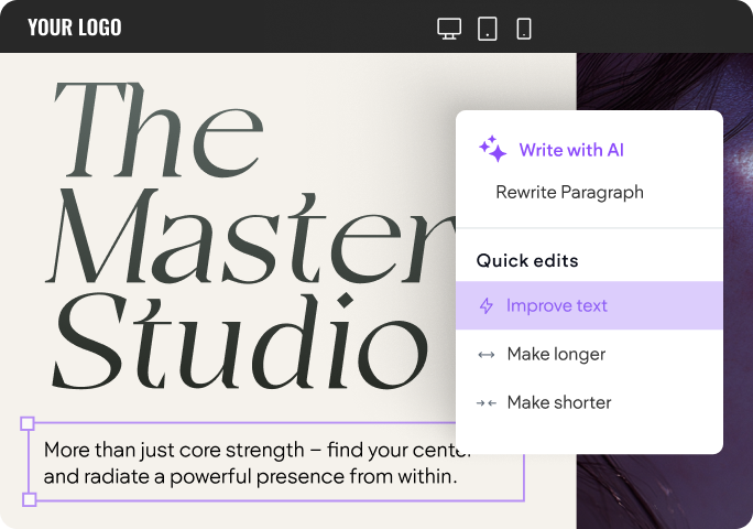 A screenshot of a website called the master studio.